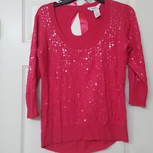 Candies Pink Sequin Fitted Sweater